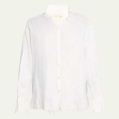 Greg Lauren Classic Deconstructed White Linen The Studio Shirt Sz 6