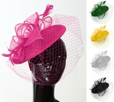 Saucer Sinamay Headband Fascinator Wedding Ascot Hat Hatinator Birdcage Veil