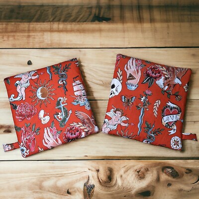 Handmade Pot Holder, Set Of 2, Kitchen Set Baking Oven Utensils Cookware Fabric