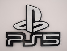 PlayStation 5 Sign, PS5 Logo, 3D Printed Video Game Shelf / Desk Art Display