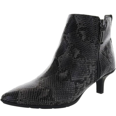 Anne Klein Womens 6 M Taupe Black Snake Skin Kitten Heel Booties NIB YY0