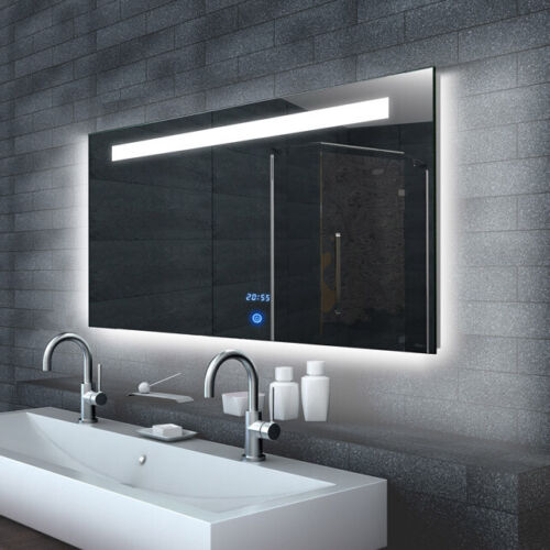 Design LED beleuchtet Badezimmer Wand Hänge Licht spiegel Uhr / Touch 140 x 65 - Bild 1 von 5