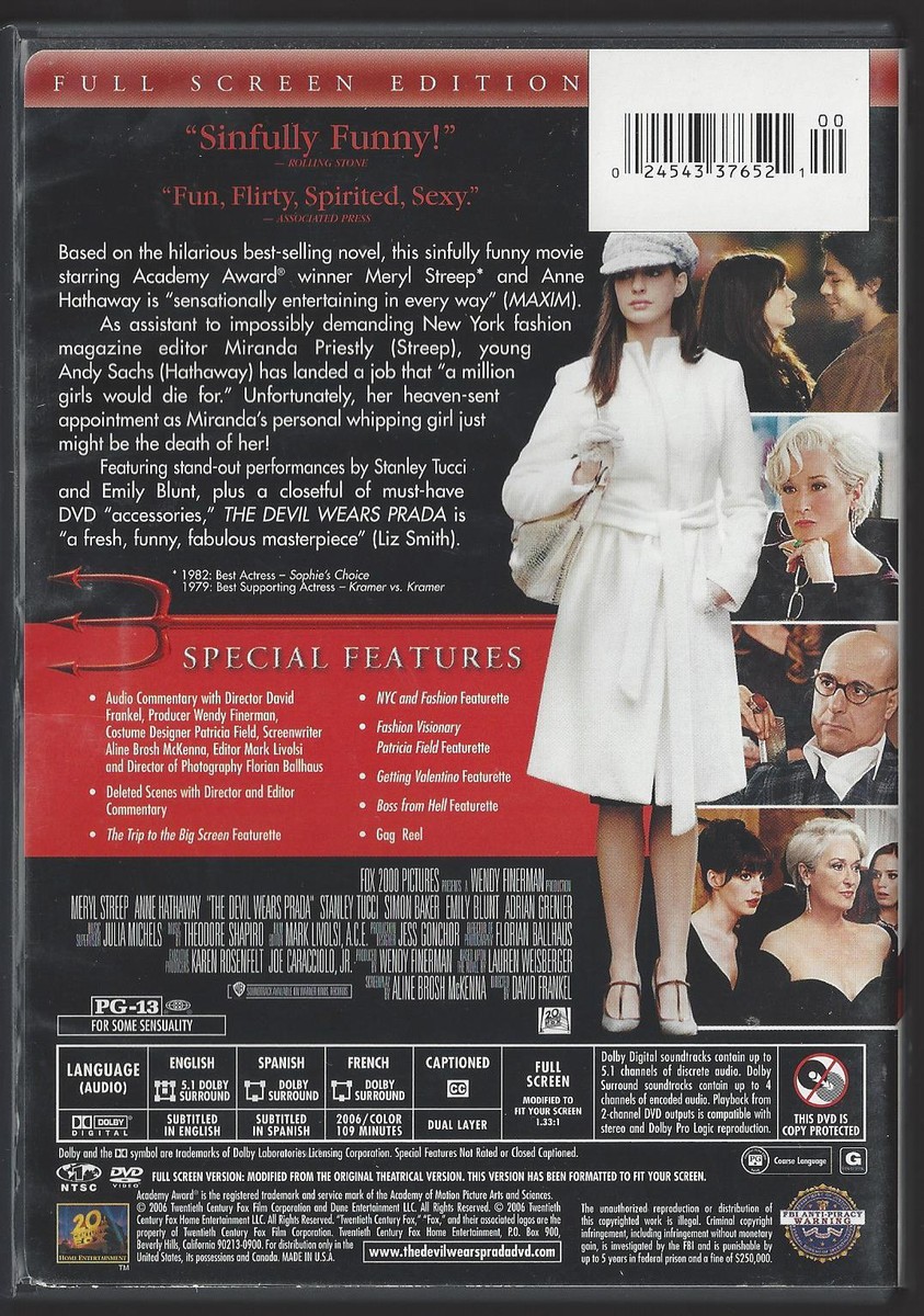 The Devil Wears Prada (DVD, 2006) Meryl Streep, Anne Hathaway