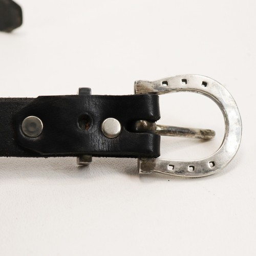 Fibbia per cintura vintage B&H argento sterling 925 ferro di cavallo S M pelle nera magra - Foto 12 di 18
