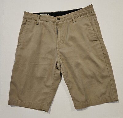 Volcom Shorts Mens Khaki Tan Flat Front Modern Fit Casual