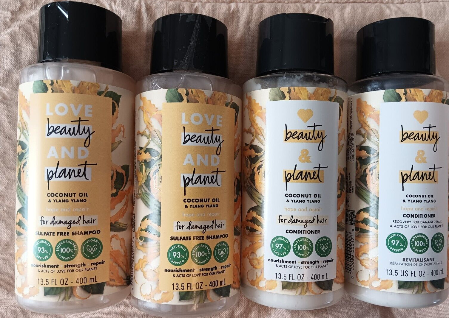 Lote de acondicionador de champú Love Beauty and Planet aceite de coco ylang ylang 13,5 oz