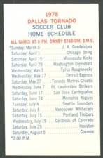 RARE 1978 Dallas tornado NASL Pro Soccer Schedule !!! Texas Commerce Bank