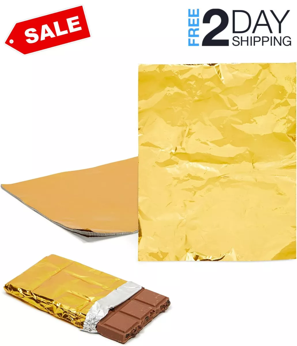 100 Pieces Candy Bar Wrappers, Gold Aluminum Foil Wrapping Paper for  Chocolate