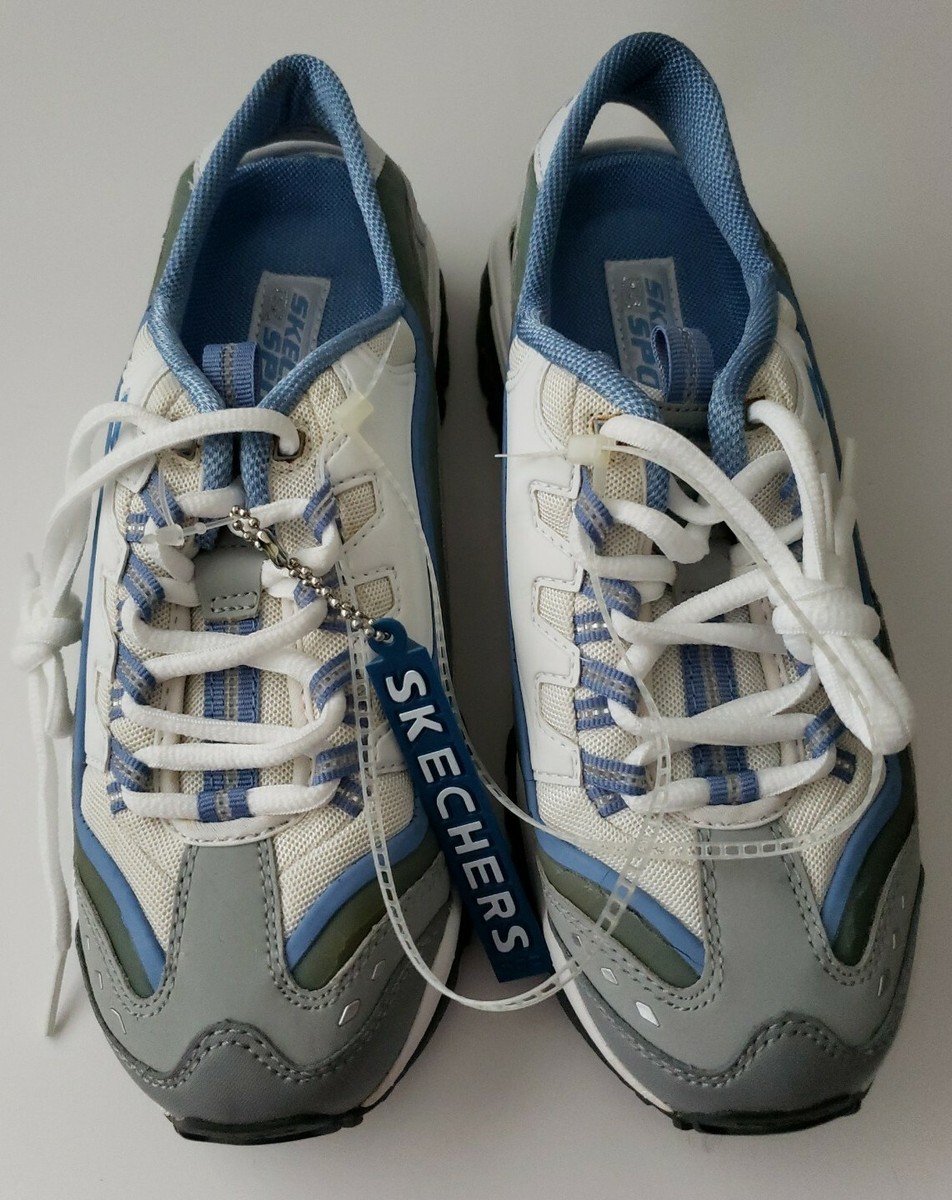 Skechers Sport Slip On Sneakers White Blue Gray Sz 8.5 NEW
