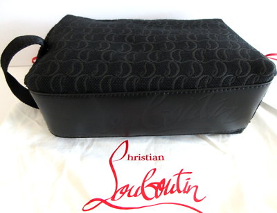 Christian Louboutin Men's Zip N Flap Pouch Dopp Toiletry Black