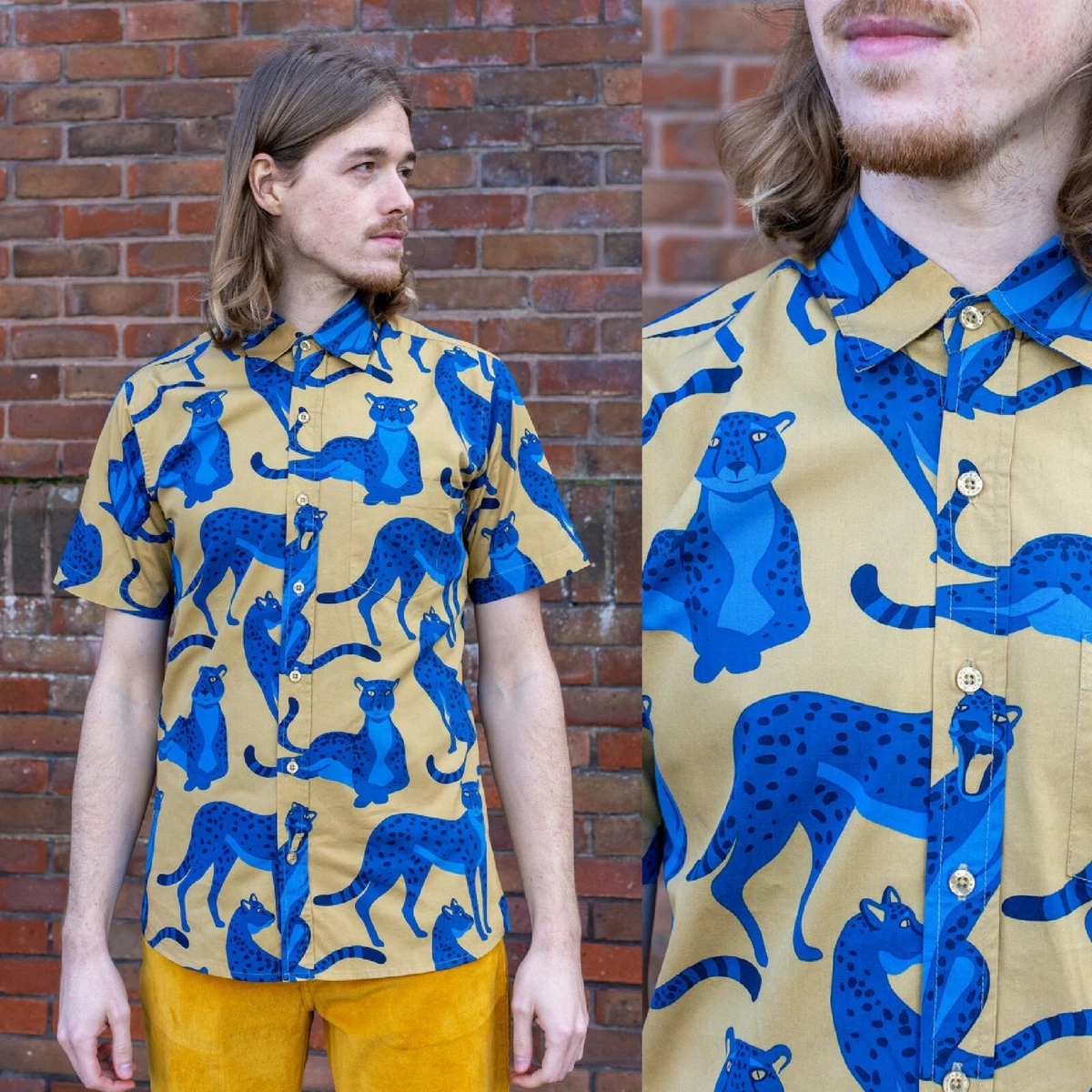 Run and Fly Blue Leopard Print Shirt Groovy Retro Cheetah Mod S M L XL XXL 3XL eBay