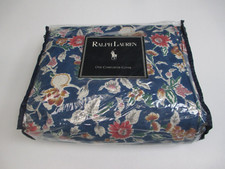 Vintage Ralph Lauren JARDIN Blue Floral Comforter Duvet Cover - King