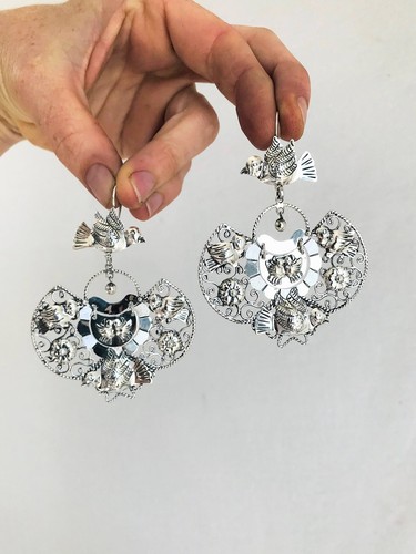 Taxco Filigree Earrings. Sterling Silver. Mexico. Frida Kahlo. 2131 - Picture 8 of 8