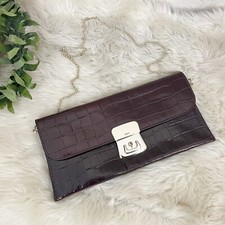 Theory Croc Embossed Leather Chain Crossbody Bag