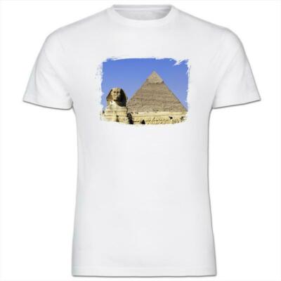 Egyptian Pyramid & Sphinx At Giza Egypt Mens Cotton T-Shirt