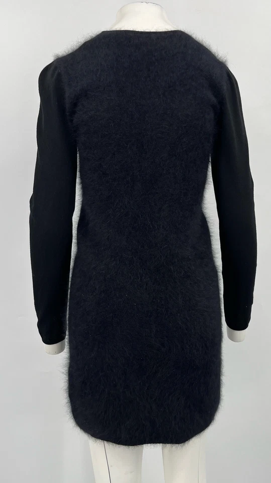 'SMaxMara Black Fur Long Sleeve Knit Mini Sheath Dress sz S - Image 3 of 4