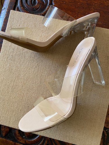Top Moda Womens Clear Strap Block Heel Sandals Slip On - Picture 6 of 7