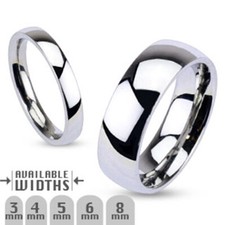 8mm Glossy Mirror Polished Traditional Wedding Band Ring 316L Stainless Steel