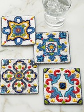 KIM SEYBERT Beaded SET OF Four COASTERS Brand New NWT Gorgeous!