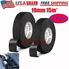 2 Rolls Cloth Tape Wire Electrical Wiring Harness car auto suv truck 19mm*15m
