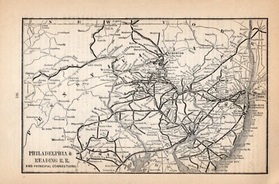 1892 Philadelphia and Reading Vintage Eisenbahnkarte 1363