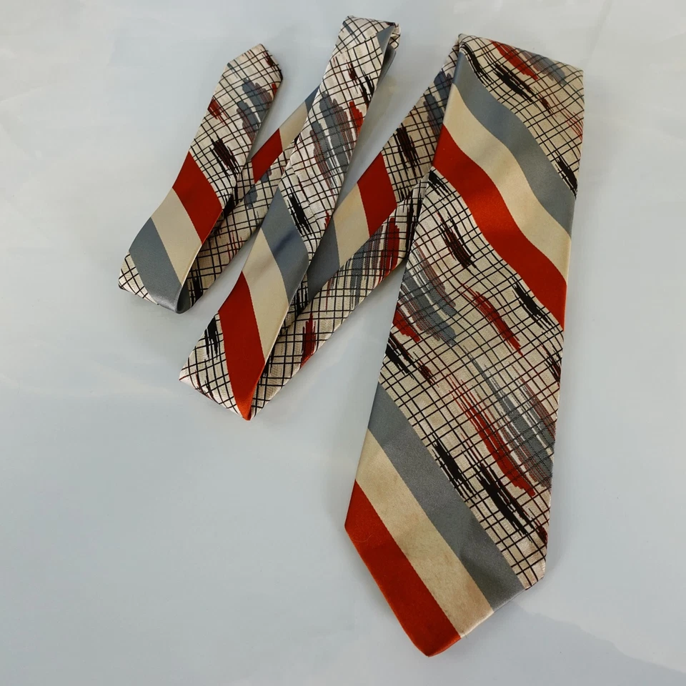 Corbata para el cuello de hombre a rayas arte contemporáneo pintura vívida fiesta satinado brillante colorido Foto 3 de 4