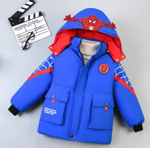 Kids Boys Spiderman Hooded Puffer Jacket Winter Toddler Coat Parka Outerwear UK% - Picture 17 of 21