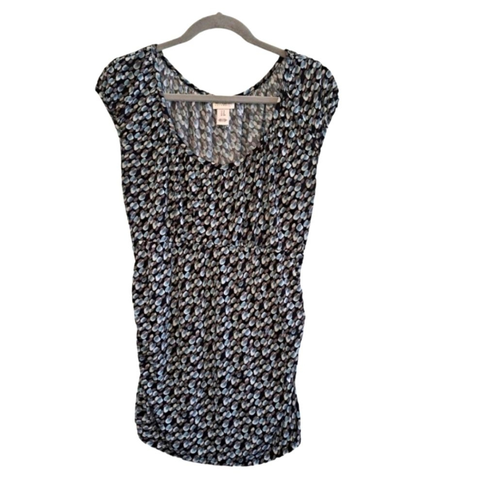 Motherhood Maternity Black & White Polka Dot Cap Sleeve Tunic - Size Small