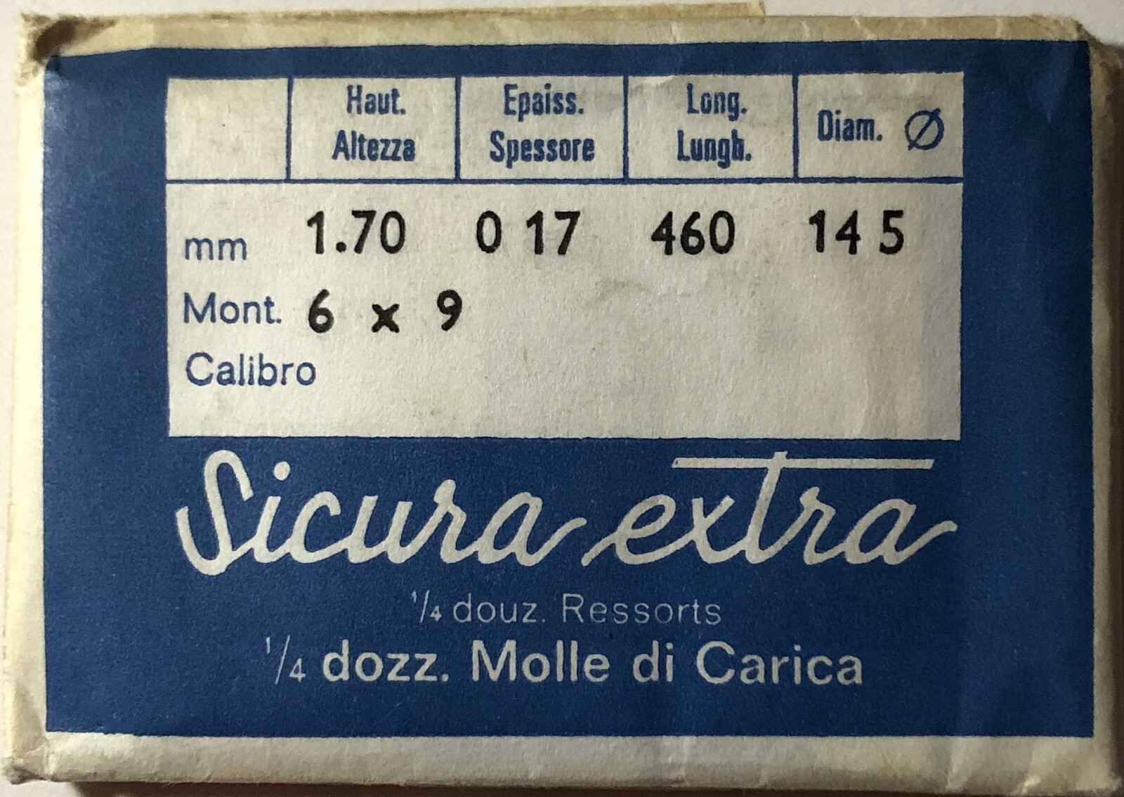 Sicura [ 1X=1 Mainspring ] 1.70 X 0.17 Ø 14.5 Spring Watch F 1 UAIE - 6 X 9