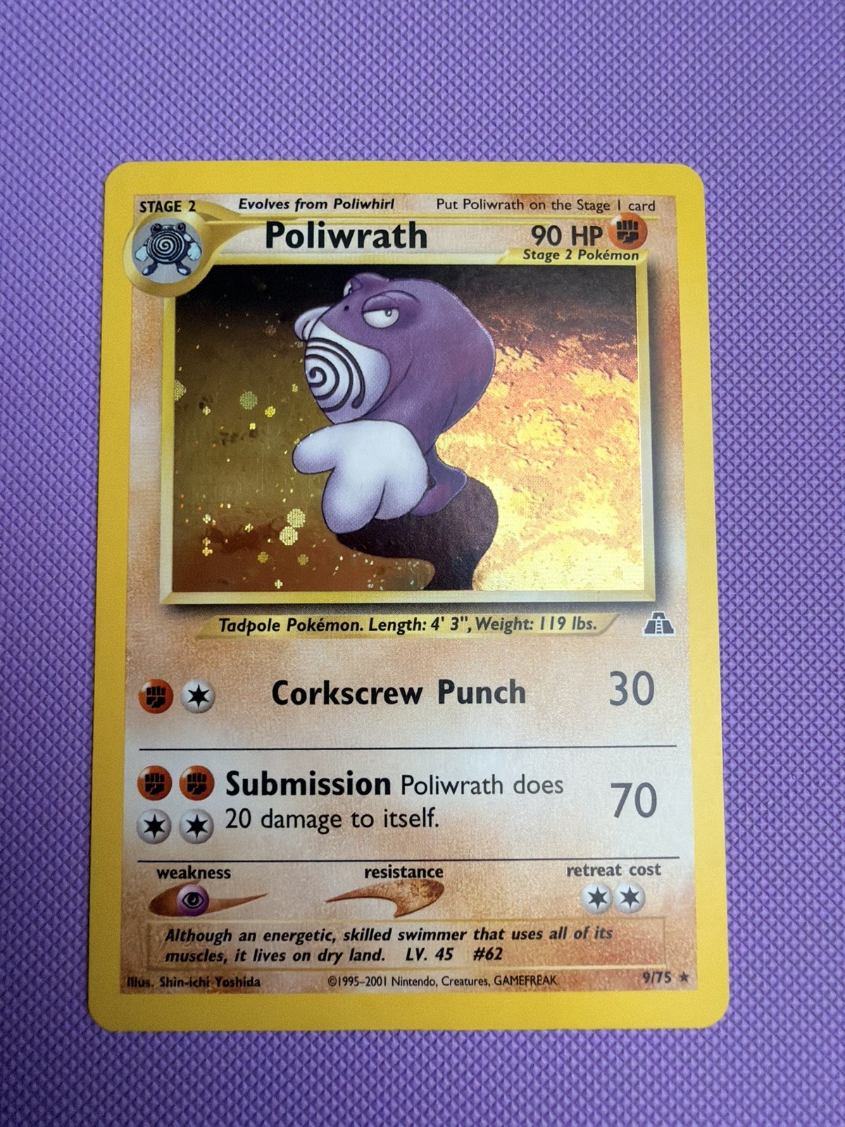 POLIWRATH 9/75 Neo Discovery HOLO rare Pokemon TCG card NM