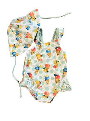 NEW NWT   Mayoral Baby Sleeveless Swimsuit One piece with Sunhat -6-9 months