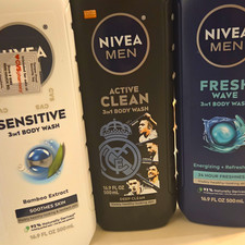 NIVEA MEN 3-in-1 Body Wash Sensitive Skin Bam...