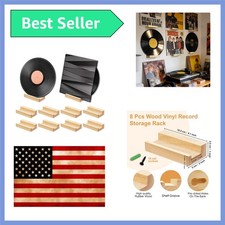 8PCS Vinyl Record Shelf Wall Mount Album Record Holder Wall Wooden Floating S...