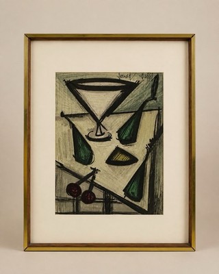 Bernard Buffet Original Lithograph Nature Morte Aux Fruits 1967 Mourlot Framed