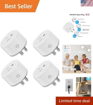 Voice-Controlled Mini WiFi Outlets 4-Pack: Overload Protection & 10A Capacity