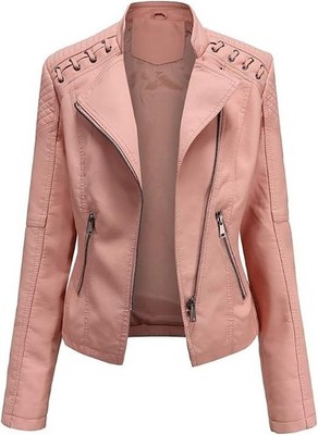 DEAR MODEL Faux Leather Jacket Women Bomber Jacket Women's Belted Motorcycle Jac