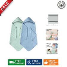 Perfect Baby Shower Gift: 2-Pack Hooded Baby Towels in Muslin Cotton, 32in