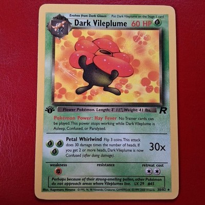 Dark Vileplume 30/82 Team Rocket Regular First Edition Pokémon Card LP condition