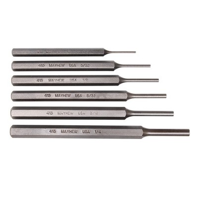 Mayhew Tools 89035 SAE Pin Punch Set, 6-Piece, Shot-Blast Finish