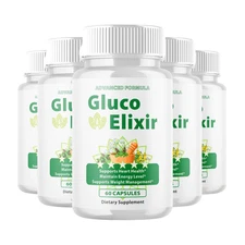 5-Pack Gluco Elixir Capsules – GlucoElixir Natural Glycogen Support - 300 Caps