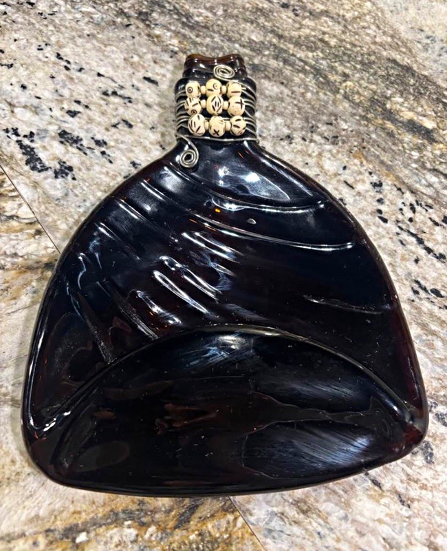 Black Glass Decorative Bottle, Solid Pattern, Glossy Finish, Decorative Style
