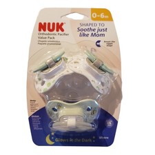 Pacifier Newborn Baby NUK Orthodontic Value Pack 0-6m Green Glow In The Dark New