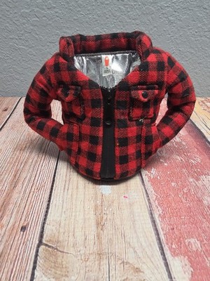 Puffin Drinkwear Beverage Jacket Lumberjack Red Flannel Insulated Koozie Holder