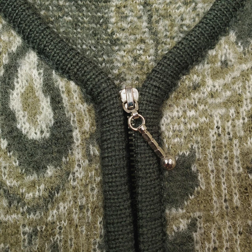 Studio Works Sweater Vest Womens Large Green Boiled Wool Zip Paisley Cottagecore - Image 3 of 4