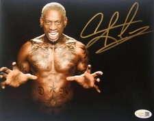Dennis Rodman Signed METALLIC Photo 8x10  NWO Bulls Worm Autograph HOF JSA HOGAN