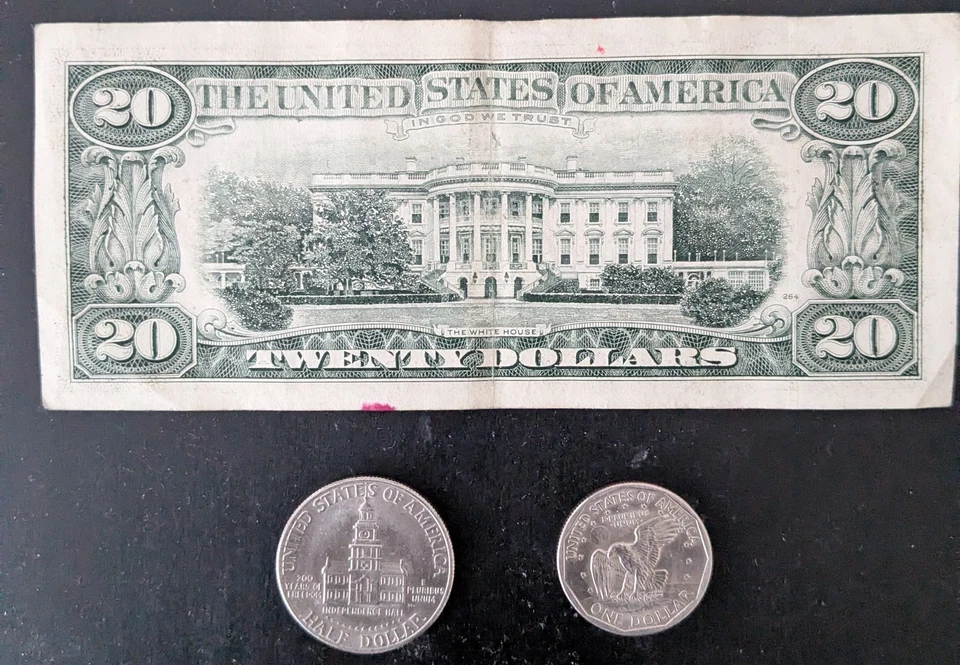 1993 $20 Dollar Bill G 53723572 E 1979 + Susan b Anthony + 1776-1976 Half Dollar - Image 2 of 4