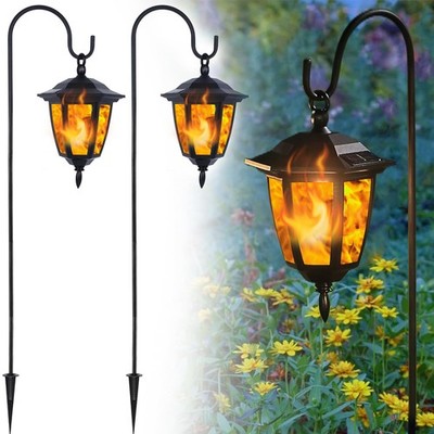 2 Pack Solar Flame Hanging Lights Outdoor, Halloween Solar Flickering Flame G...