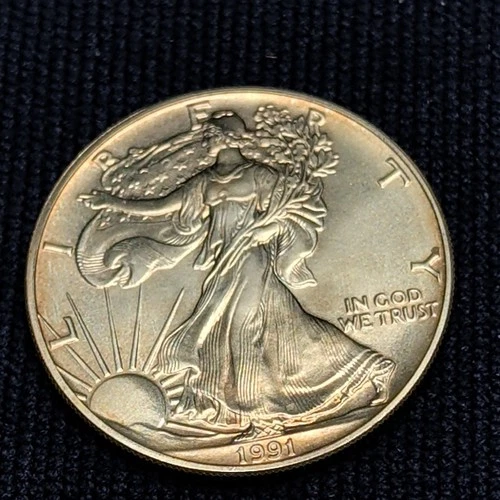 Better Date 1991 American Silver Eagle 1 Troy Oz .999 Fine Silver $1 / Box #13