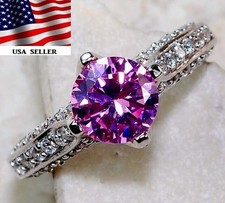 2CT Treated Pink Sapphire Topaz 925 Solid Sterling Silver Ring Sz 6 UB4-1