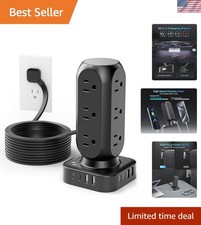 Multi-Device USB Charging Station: 12 Outlets 8 Ports - Safe Surge Protector